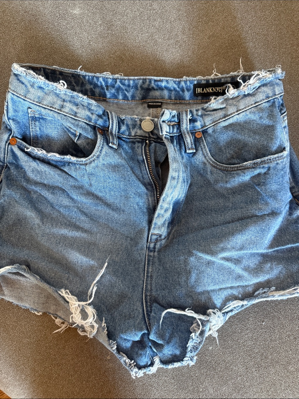 Blank NYC Light Blue Distressed High-Rise Jean Shorts